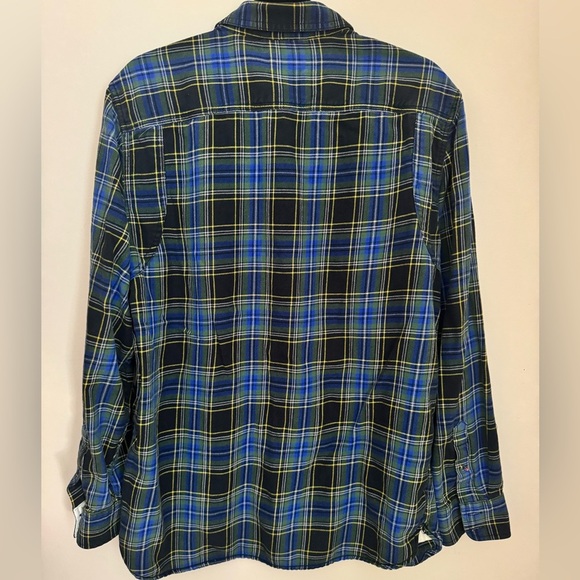 Vans Men’s Button Down Plaid Flannel Shirt Size Large Blue Green Yellow Cotton - Picture 5 of 5